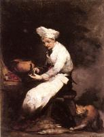 Theodule-Augustin Ribot - The Cook and the Cat